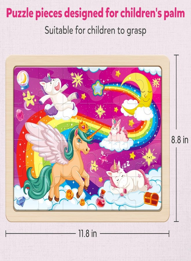 SYNARRY Large Unicorn Princess Fairy Wooden Puzzles for Girls Gift Box(12.2 * 9.4 in) - FSC Certified, 24 Pcs Puzzles for Kids Ages 4-6, Easter Basket Stuffers Valentines Day Gifts for Kids Ages 3-5 - Image 5